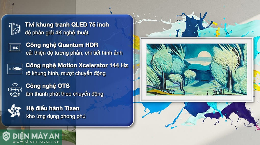 Smart Tivi Khung Tranh The Frame QLED Samsung AI 4K 75 inch QA75LS03F (75LS03F)